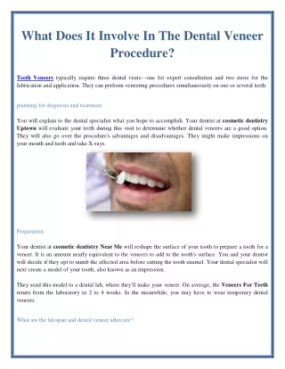 what does it involve in the dental veneer