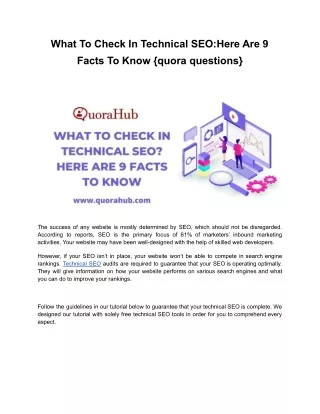 What To Check In Technical SEO,Here Are 9 Facts To Know {quora questions}