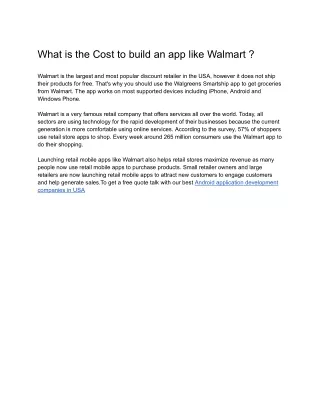 what is the cost to build an app like walmart
