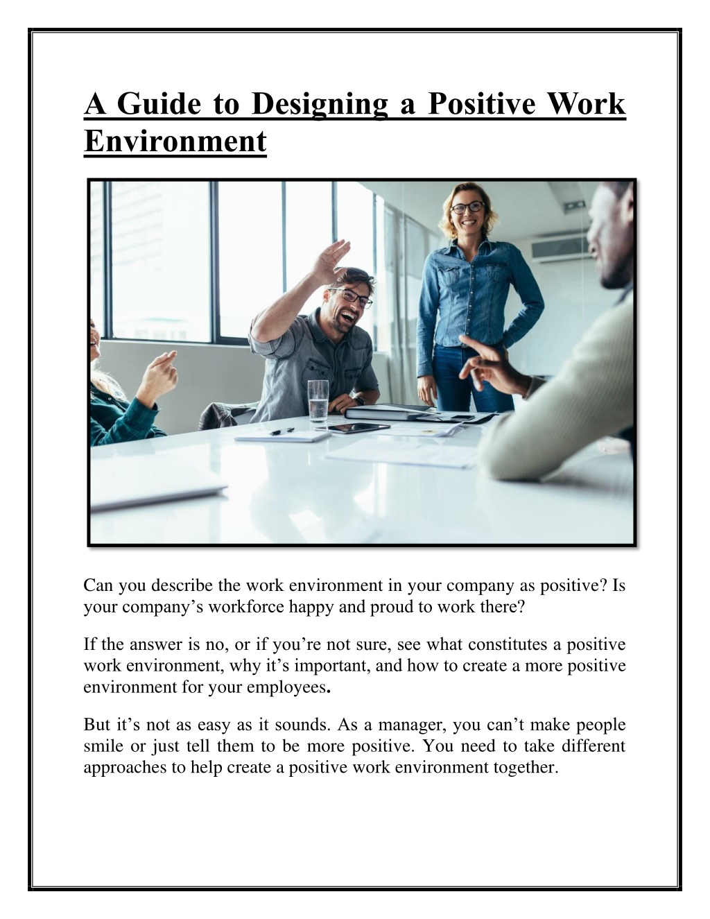 PPT - A Guide to Designing a Positive Work Environment PowerPoint ...