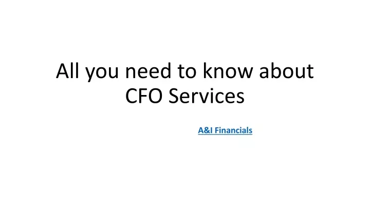 all you need to know about cfo services