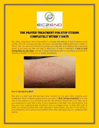The Proven Treatment for Stop Itching Completely Within 7 Days