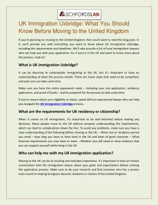 UK Immigration Lawyer in Uxbridge - aschfordslaw