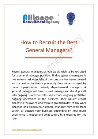 how to recruit the best general managers
