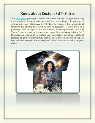 Know about Custom 3d T-Shirts