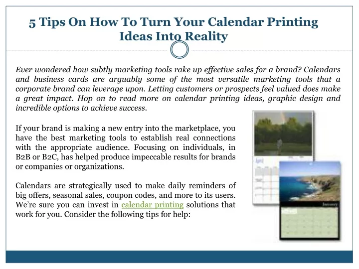 5 tips on how to turn your calendar printing ideas into reality