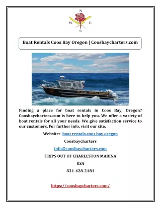 Boat Rentals Coos Bay Oregon | Coosbaycharters.com