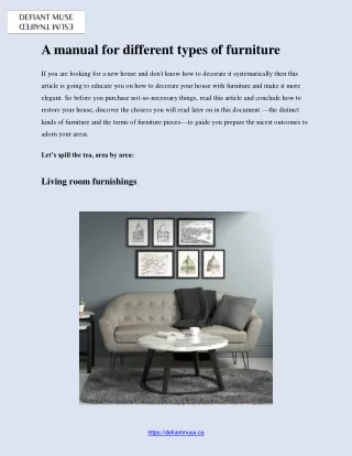 a manual for different types of furniture