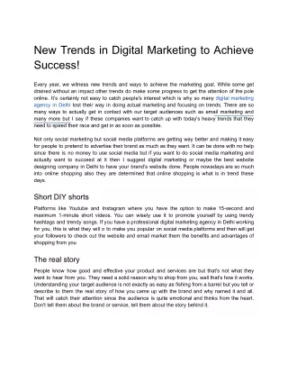 New Trends in Digital Marketing to Achieve Success!