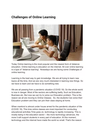 challenges of online learning