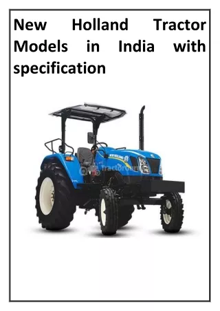 New Holland Tractor Models in India with specification