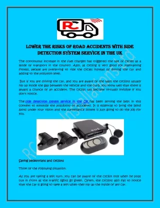 Lower the Risks of Road Accidents with Side Detection System Service in the UK