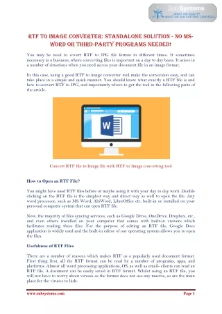 rtf to image converter standalone solution