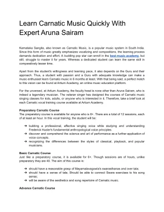 Learn Carnatic Music Quickly With Expert Aruna Sairam