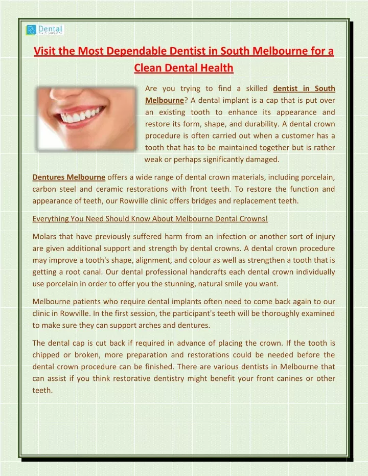 visit the most dependable dentist in south