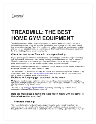 TREADMILL THE BEST HOME GYM EQUIPMENT