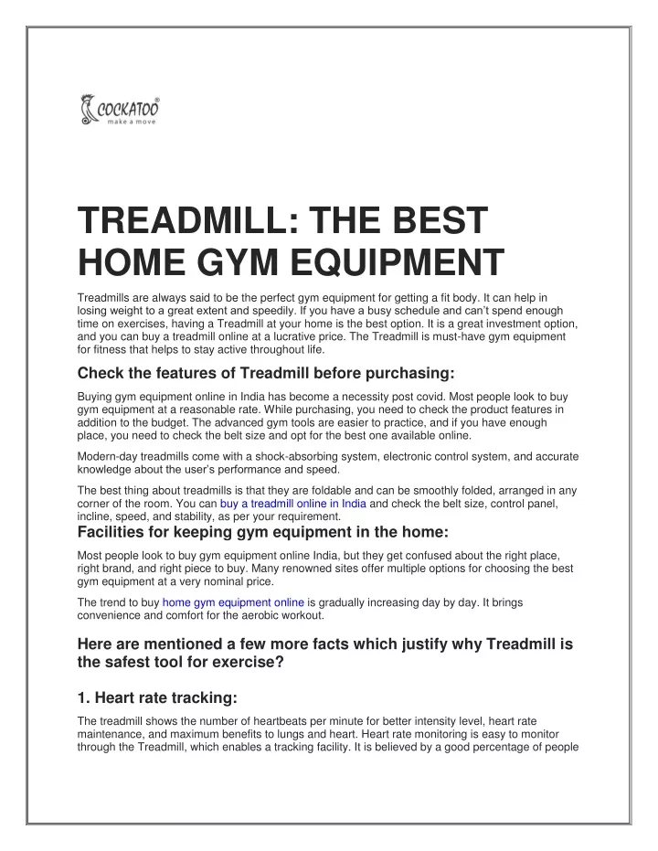 treadmill the best home gym equipment