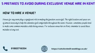 5 Mistakes To Avoid During Exclusive Venue Hire in Kent