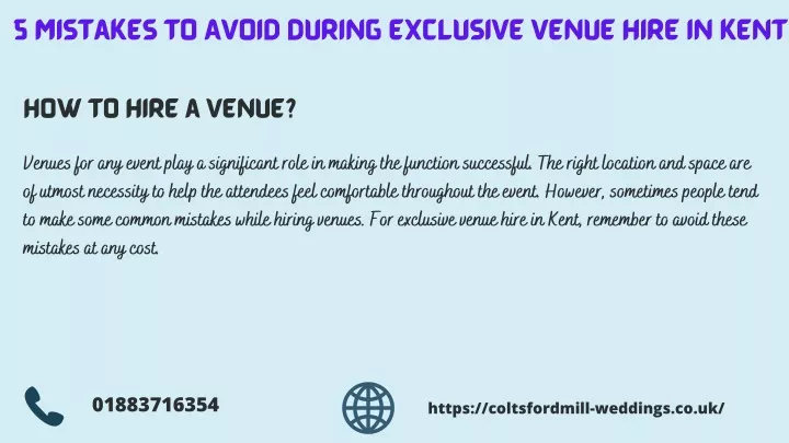 5 mistakes to avoid during exclusive venue hire