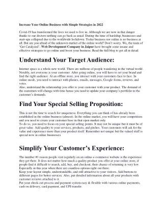Increase Your Online Business with Simple Strategies in 2022