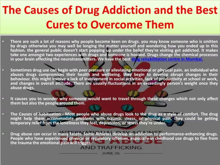the causes of drug addiction and the best cures