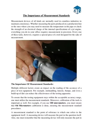 the importance of measurement standards