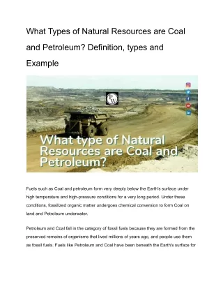 what types of natural resources are coal