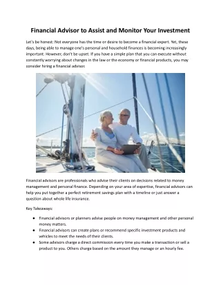 Financial Advisor to Assist and Monitor Your Investment .docx