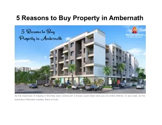 5 Reasons to Buy Property in Ambernath