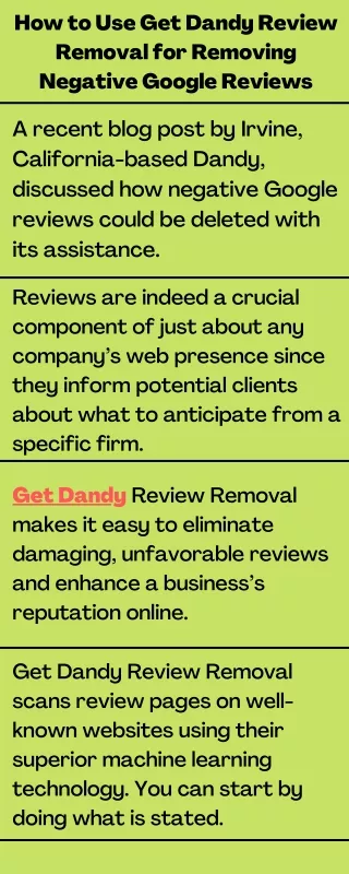 How to Use Get Dandy Review Removal for Removing Negative Google Reviews