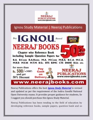 Ignou Study Material | Neeraj Publications