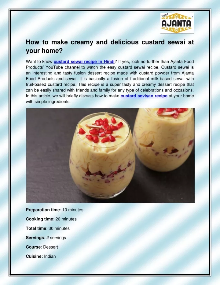 how to make creamy and delicious custard sewai