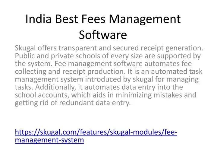 india best fees management software