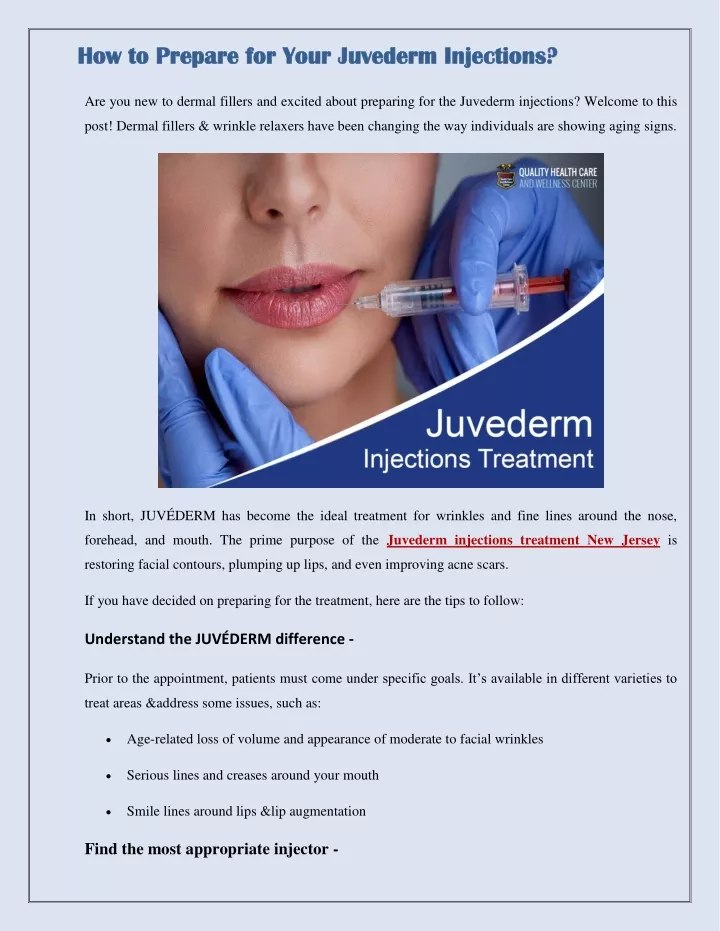 how to prepare for your juvederm injections