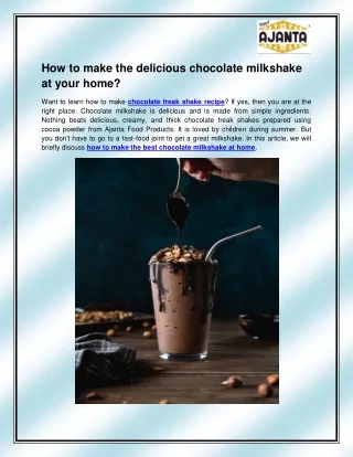how to make the delicious chocolate milkshake