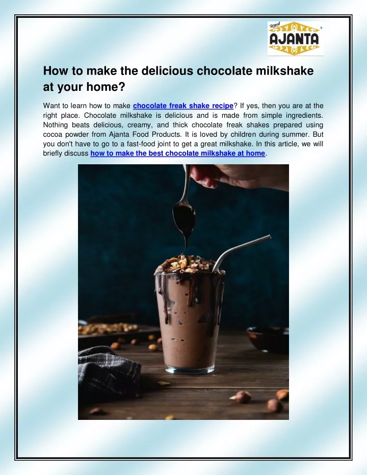 how to make the delicious chocolate milkshake