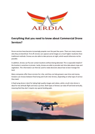 Everything that you need to know about Commercial Drone Services