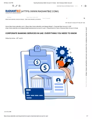 How to Open Business Bank Account in Dubai |RadiantBiz