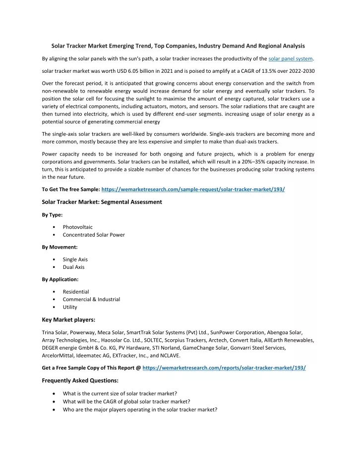 solar tracker market emerging trend top companies