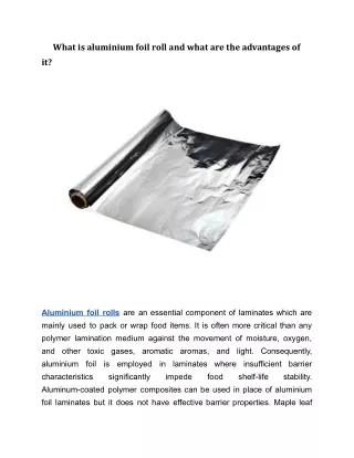 what is aluminium foil roll and what
