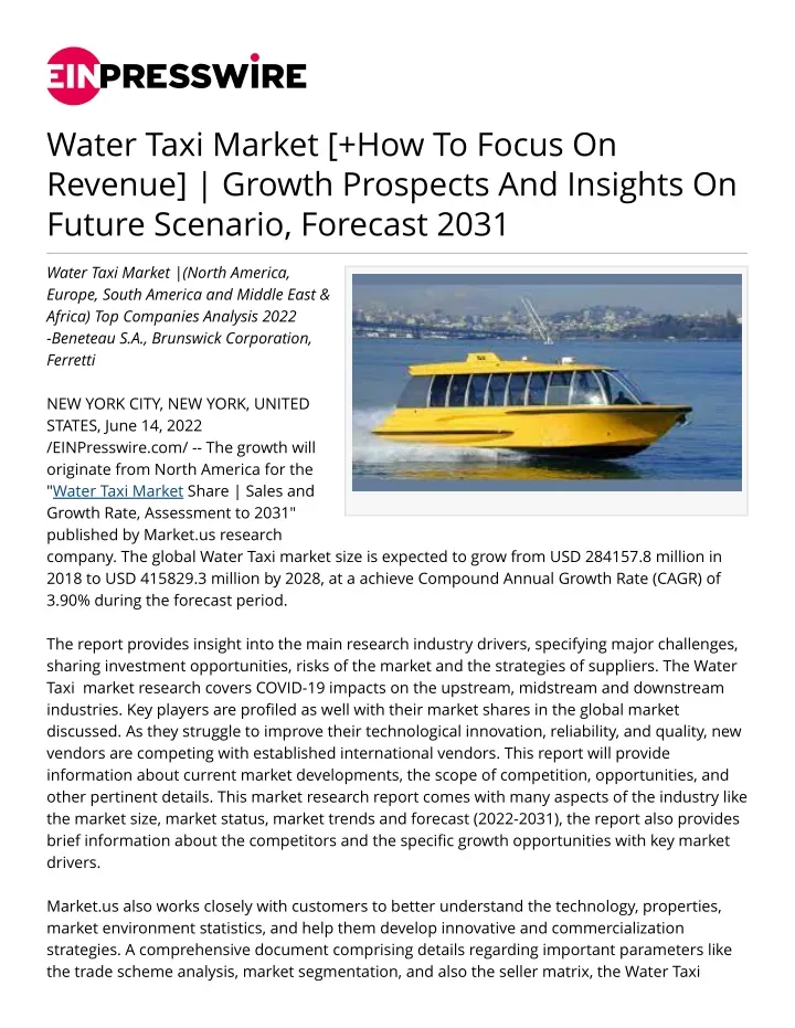 water taxi market how to focus on revenue growth