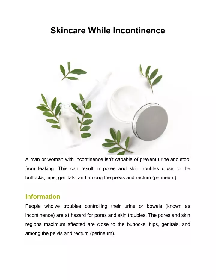 skincare while incontinence