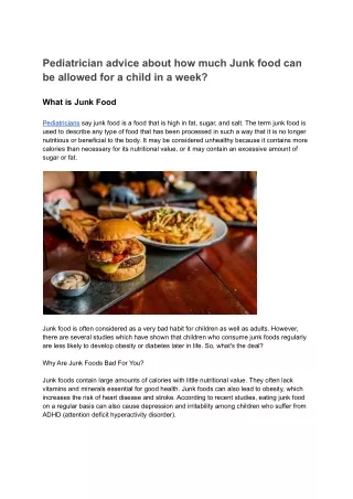pediatrician advice about how much junk food