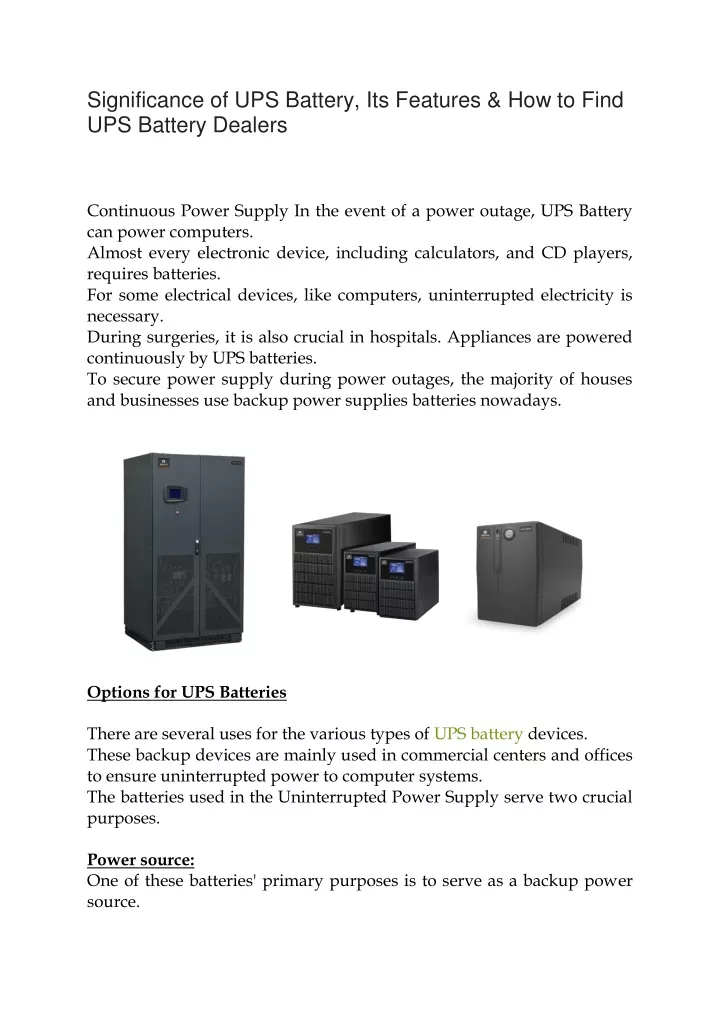 significance of ups battery its features