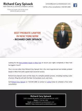 BEST PROBATE LAWYER IN NEW YORK NOW - RICHARD CARY SPIVACK
