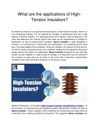 what are the applications of high tension
