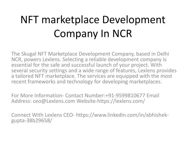 nft marketplace development company in ncr