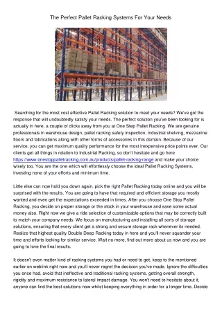 the perfect pallet racking systems for your needs