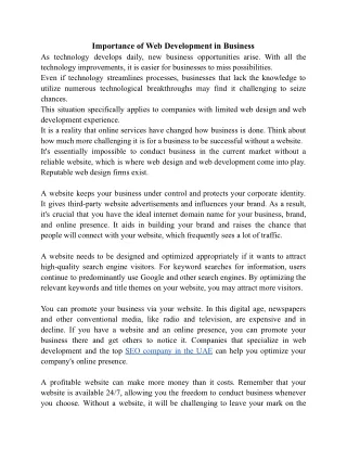 importance of web development in business