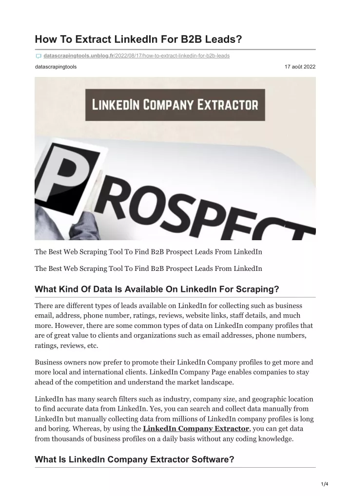 how to extract linkedin for b2b leads